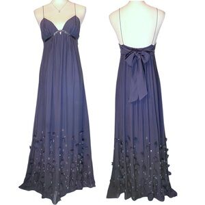 REBECCA TAYLOR Maxi Silk Rosette Dress Size 6